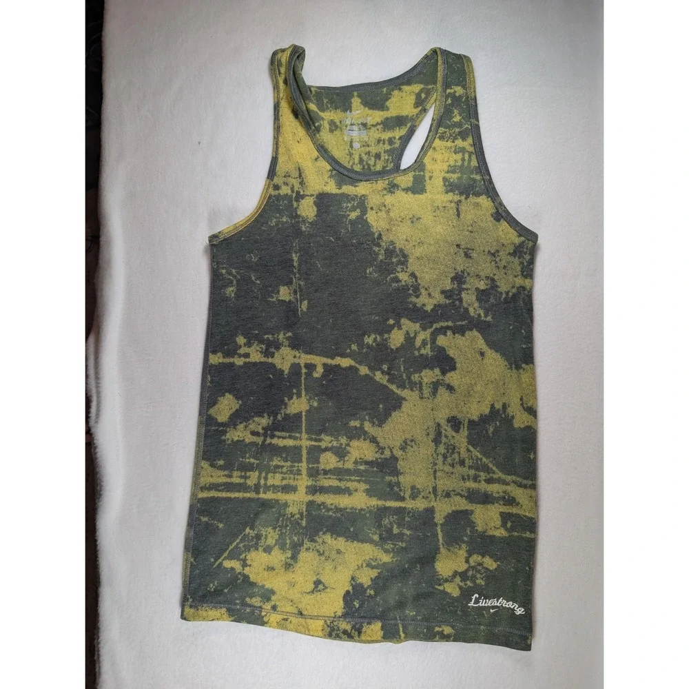 Nike Dri-FIT Livestrong Womens XL Tank Top Yellow Grey Distressed Racerback XL